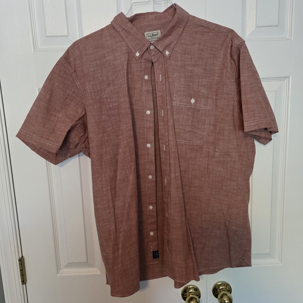 L.L. Bean Men's Casual Brown Button-Down Shirt